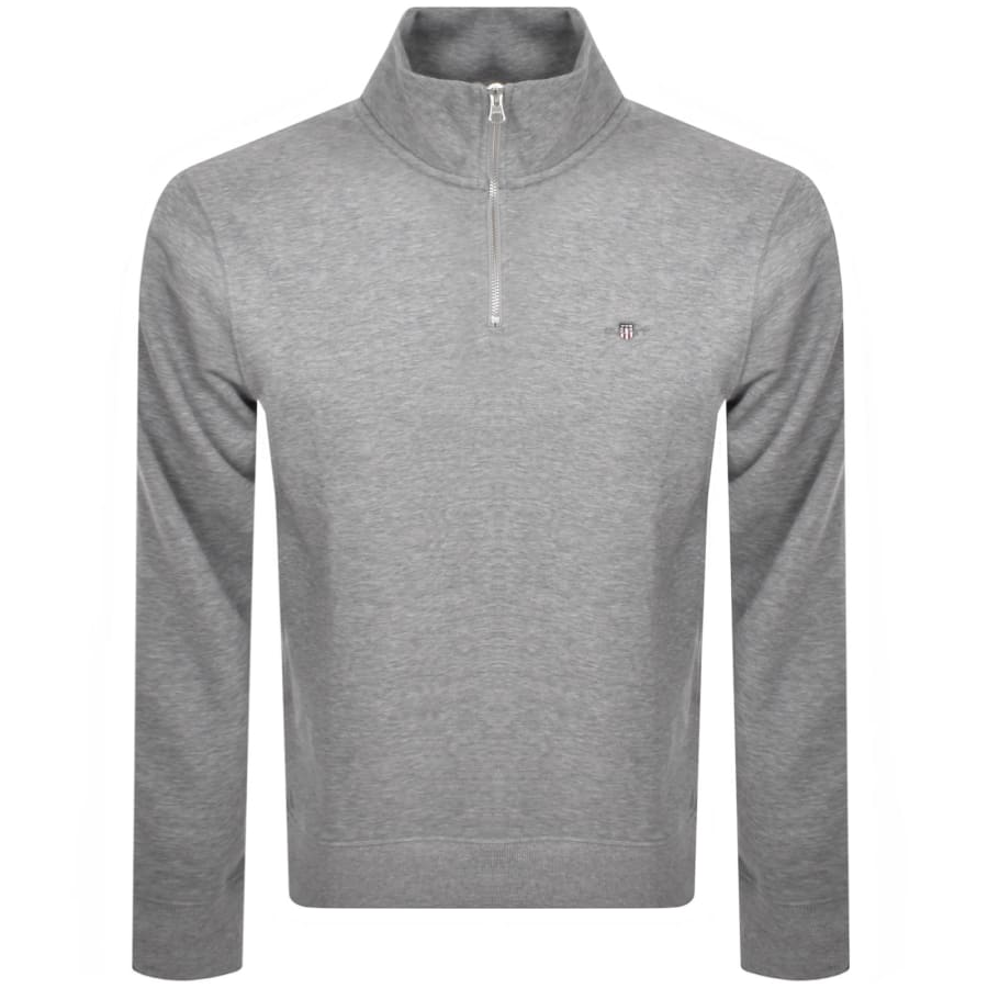 Gant Shield Logo Half Zip Sweatshirt Grey Mainline Menswear Ireland